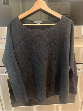 VINCE: Dark Charcoal Scoop Neck Sweater